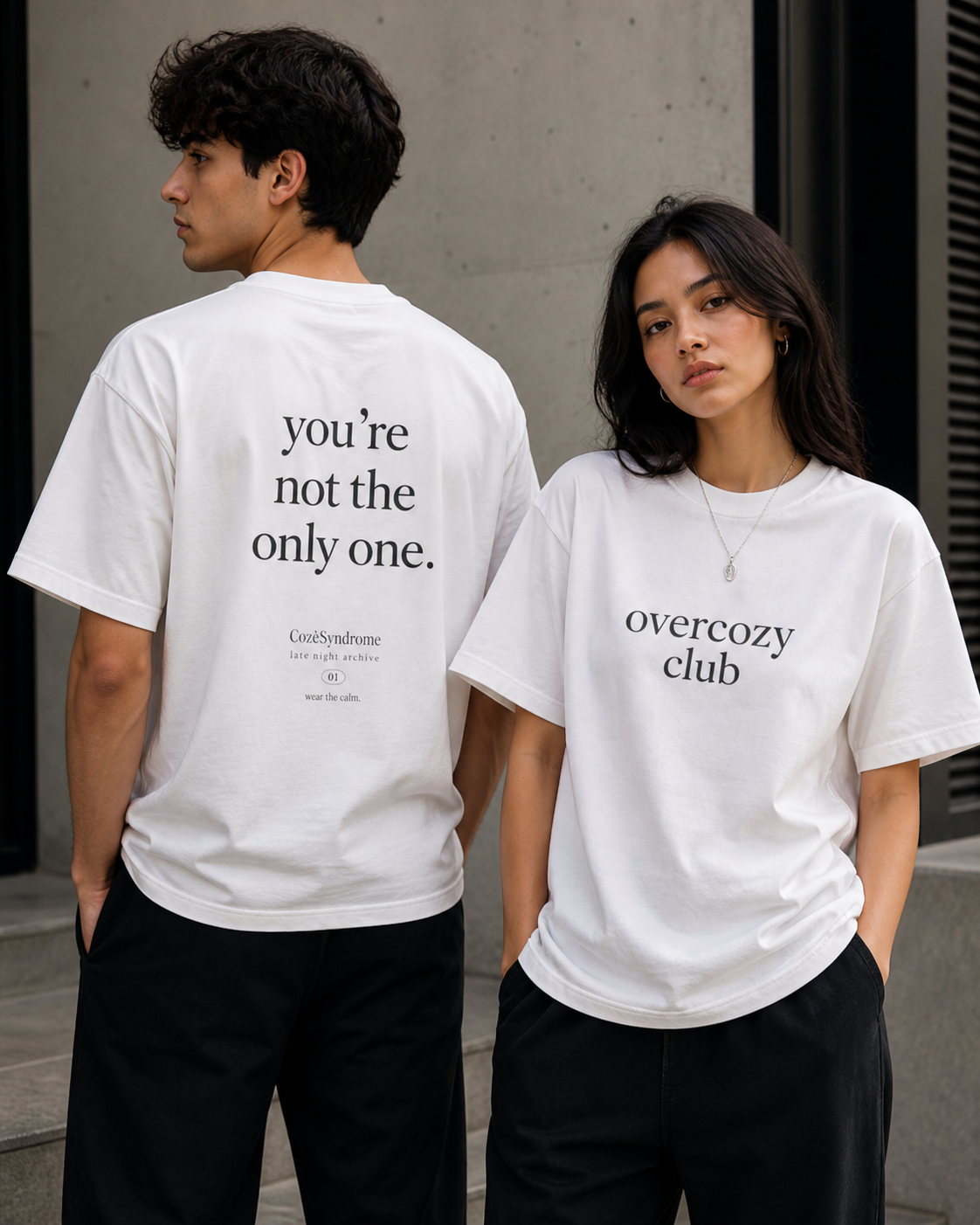 Overcozy Club Tee — “you’re not the only one.” Minimal Comfort Graphic T-Shirt